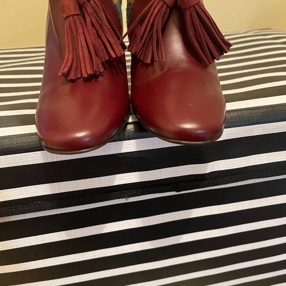 NWOT Fratelli Rosetti Burgundy Flannel Tassel Boots sz 40.5 - Picture 9 of 11